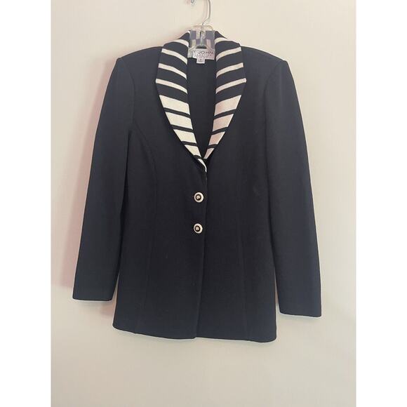 St.JOHN COLLECTION by Marie Gray Woman Knit Suit Blazer & Skirt Black & White 2